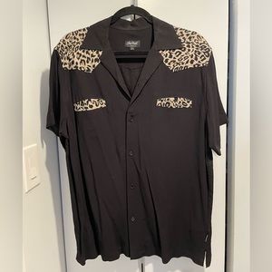 Chet Rock Vintage Style Rockabilly Leopard Bowling Shirt (Unisex)